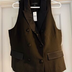 Ann Taylor Double Breasted Vest In Crepe, Sz 14, NWT, MSRP $159